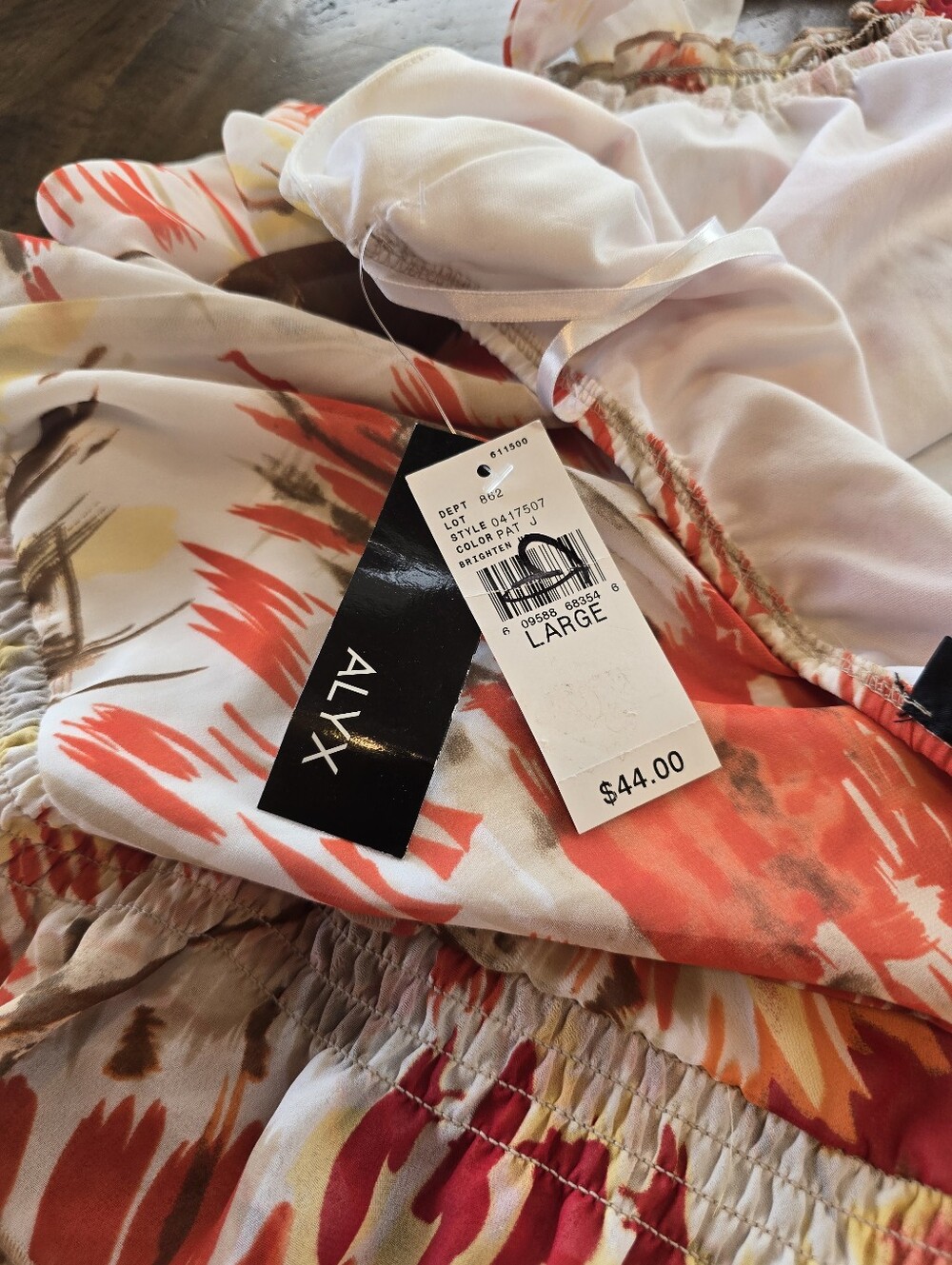 Alyx Tropical Print Multicolor Orange White Halter Top Blouse L - Picture 7 of 9